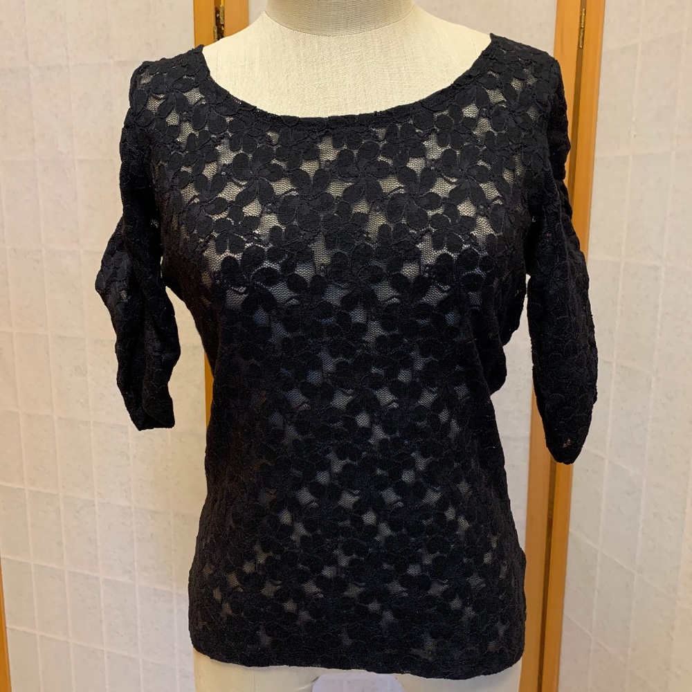 Anthropologie black lace tee